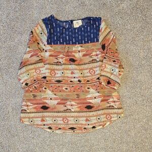 Hayden Girls Blue and Pink Patterned Top